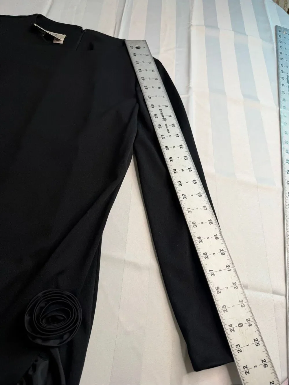 Umba for Parves Feinstein Black Vintage Rosette Ruffle Dress Size Small See Meas
